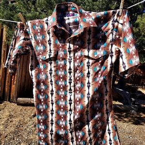 Vintage Pan Handle Slim Navajo Print button up.